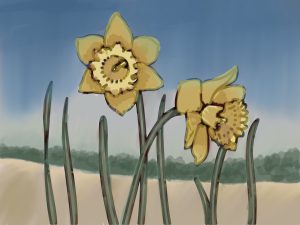 Digital painting: Daffodils (in progress)